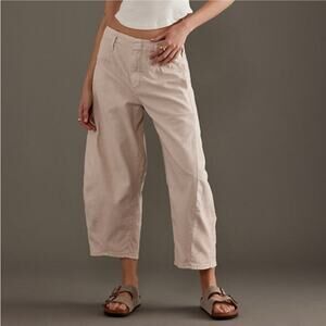 Anthropologie Pilcro Crop Barrel Pants Womens 30T Wide Leg Lantern Light Khaki